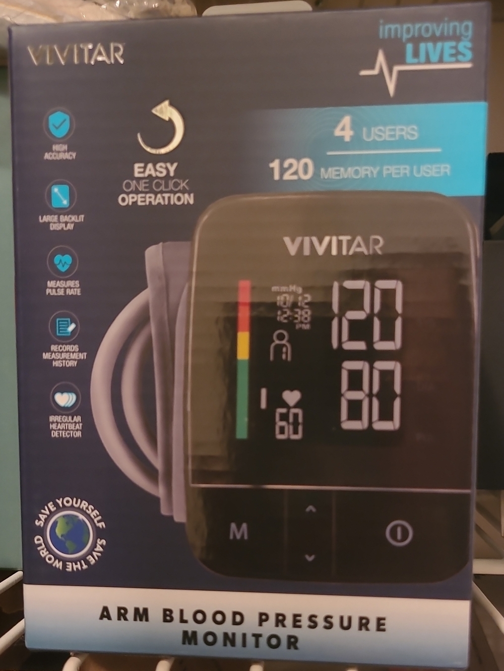 Vivitar Black Arm Blood Pressure Monitor – Digital Home BP Cuff PB8014 NOC